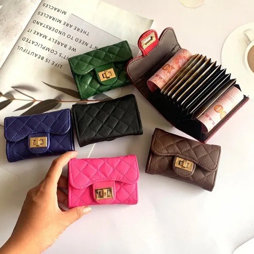 Green And Gold Card Holder Mini Quilted Wallet - Picture 3 of 3