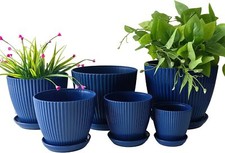 Nested Dark Blue Plant Planters - Set of 6