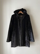 Sam Edelman Womens Black Faux Fur Coat