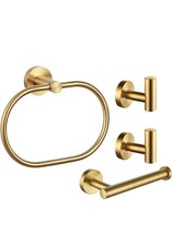 Bathroom Hardware Set 4 Piece Brushed Gold Stainless Steel