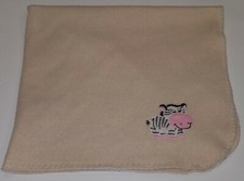 Zebra Tan Fleece Baby Blanket Lovey Security Thin Brown Black White Pink