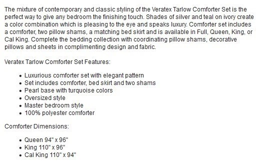 Juego de edredón 4 piezas Veratex "TARLOW" ~ Marfil marrón aguamarina ~ Completo 86 x 90 **NUEVO** Foto 2 de 2