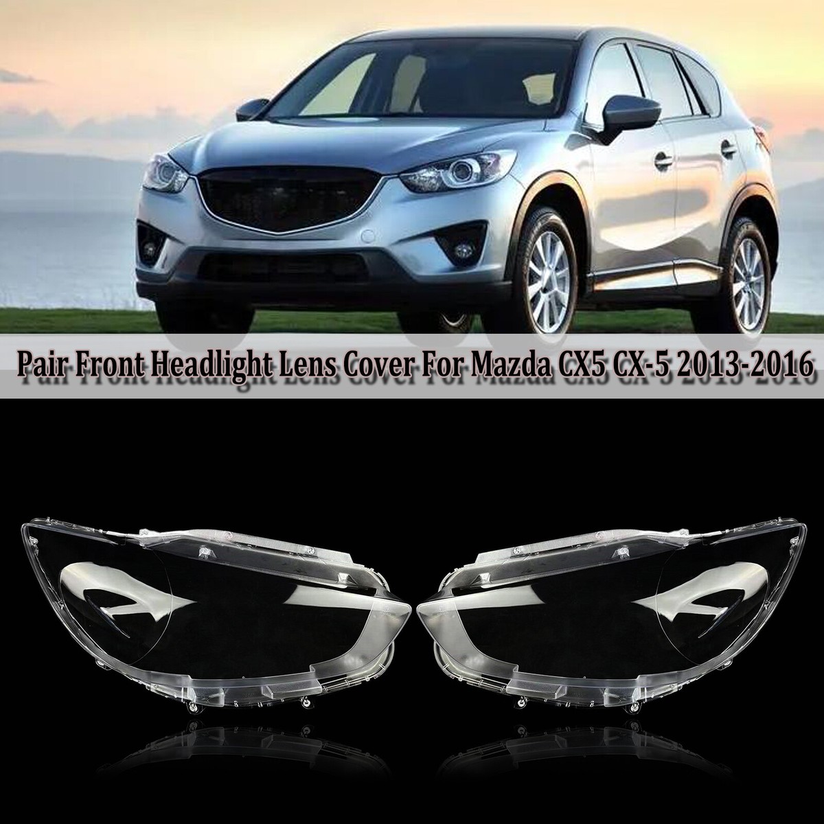 For Mazda CX5 CX-5 2013 2014 2015 Pair Clear Headlight Lens