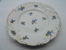 PLAT A GÂTEAUX DECOR FLEURS BLEUES EN PORCELAINE DE PARIS