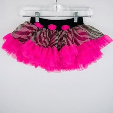 Jona Michelle Skirt Girls Pink Black Ruffle Tiered Tutu Skirt XS 2T 3T 4T XS
