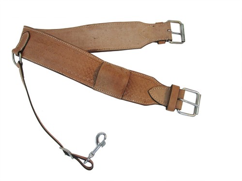 WESTERN ROPING REAR CINCH HORSE SADDLE FLANK BACK GIRTH TOOLED LEATHER ...