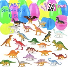 24 Pack Easter Eggs Filled Dinosaur Toys, Dinosaur Toys Eggs for Easter Basket