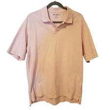 Eddie Bauer Mens Sz L Pink Solid Short Sleeve Polo Shirt