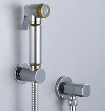 Brass Bathroom Toilet Bidet Sprayer Shower Single Outlet Angle Valve Set Chrome