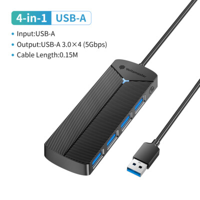 Multi USB 3.0 Hub 4 Port High Speed Slim Compact Expansion Smart Splitter Type-C