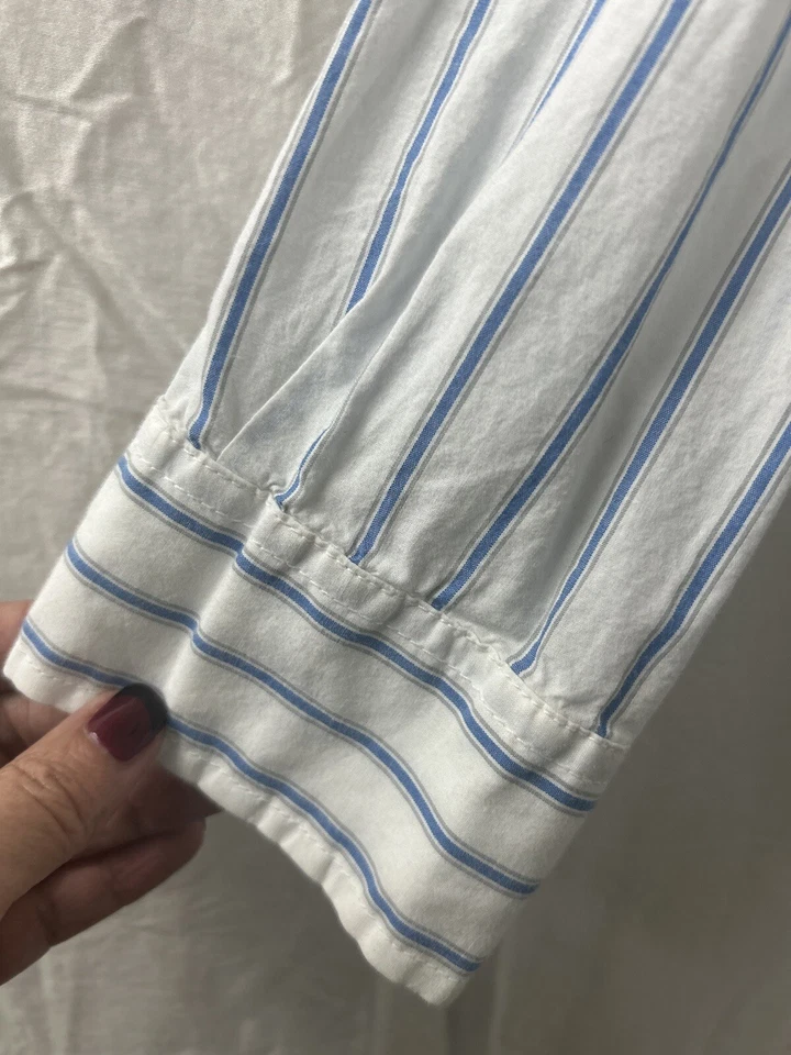 Aeropostale 纽扣衬衫男式 L 码蓝色条纹长袖 — 第 2/4 张图片