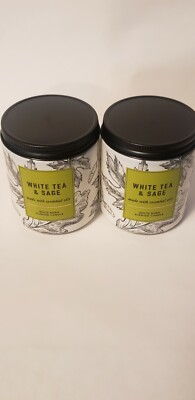 BATH & BODY WORKS WHITE BARN (LOT OF 2) WHITE TEA & SAGE 7 OZ 1 WICK CANDLE