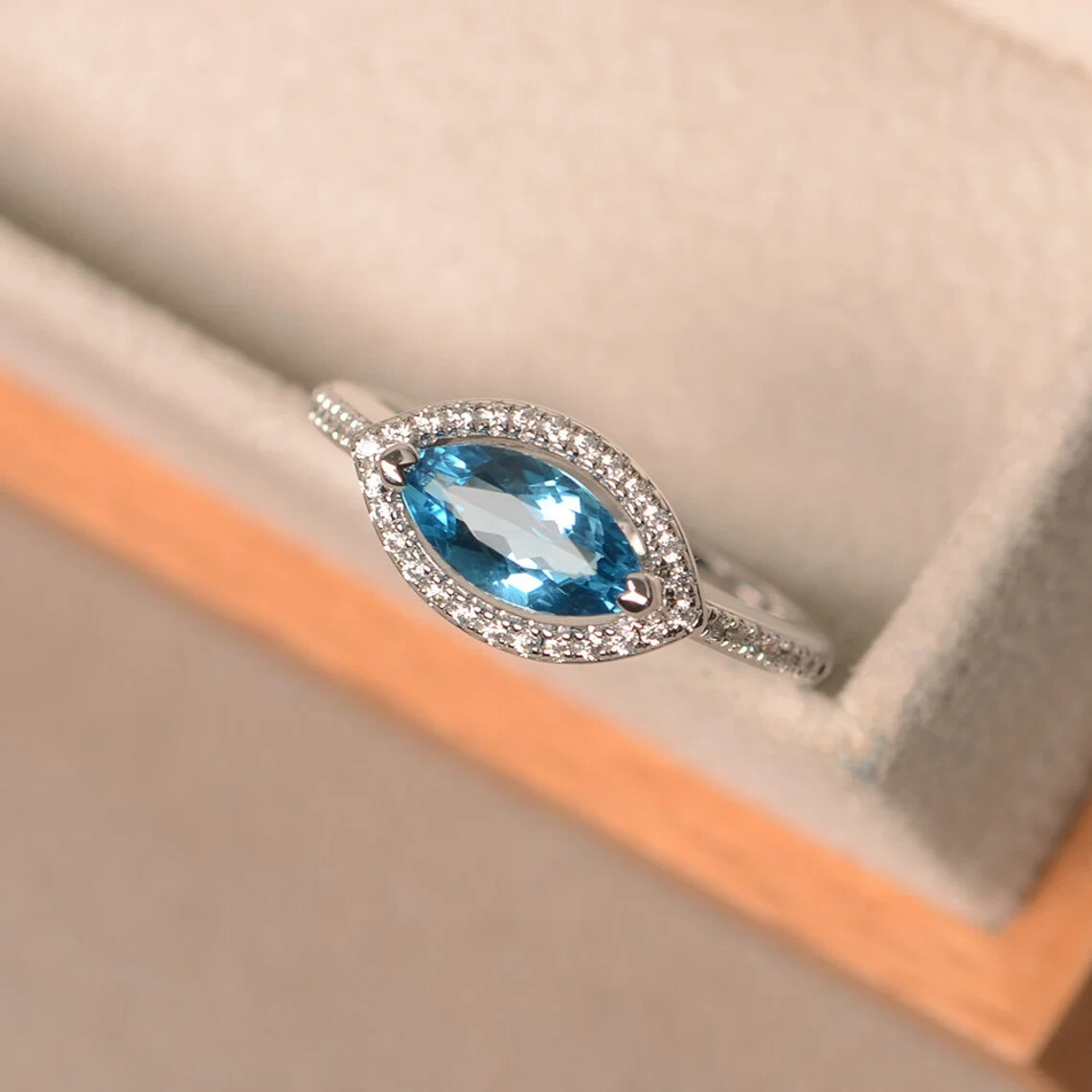 Natural Topaz Engagement Ring 925 Sterling Silver Ring Any Size