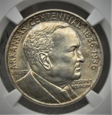 1936 ROBINSON / ARKANSAS SILVER COMMEMORATIVE NGC GRADED MS66