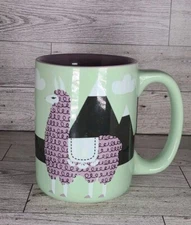 Kitsch'n Glam Llama Coffee Tea Mug Green Purple 16 oz large Ceramic Animal Cup 