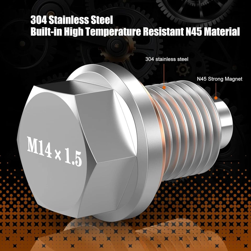 1X Magnetic Oil Drain Plug Anti Leak Heavy Duty Reusable Engine Oil Pan M14x1.5 - Image 4 of 4