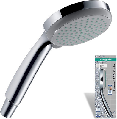 Hansgrohe Croma 100 - Duschkopf, Handbrause Mit 4 Strahlarten, Runde Duschbrause