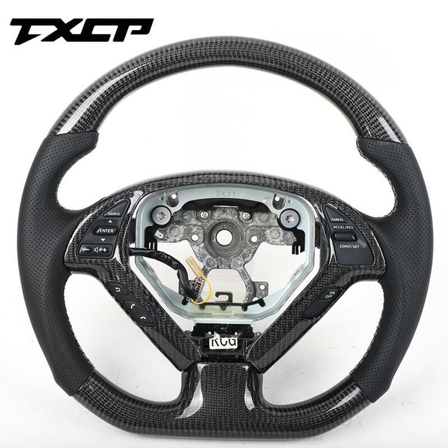 Promotion 100 Real Carbon Fiber/Leather Car Steering Wheel For