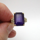 14K Yellow Gold Amethyst & Diamond Ring Size 7.75 [R250] — photo 2