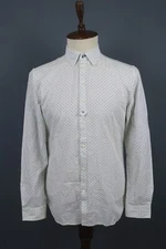 Diesel White Geometric Button Down Long Sleeve Round Cuff Shirt Size L