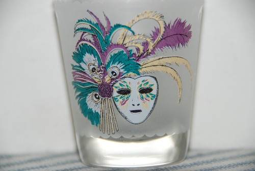 Mardi Gras Mask Souvenir Shot Glass - Collectible Barware - Picture 2 of 4