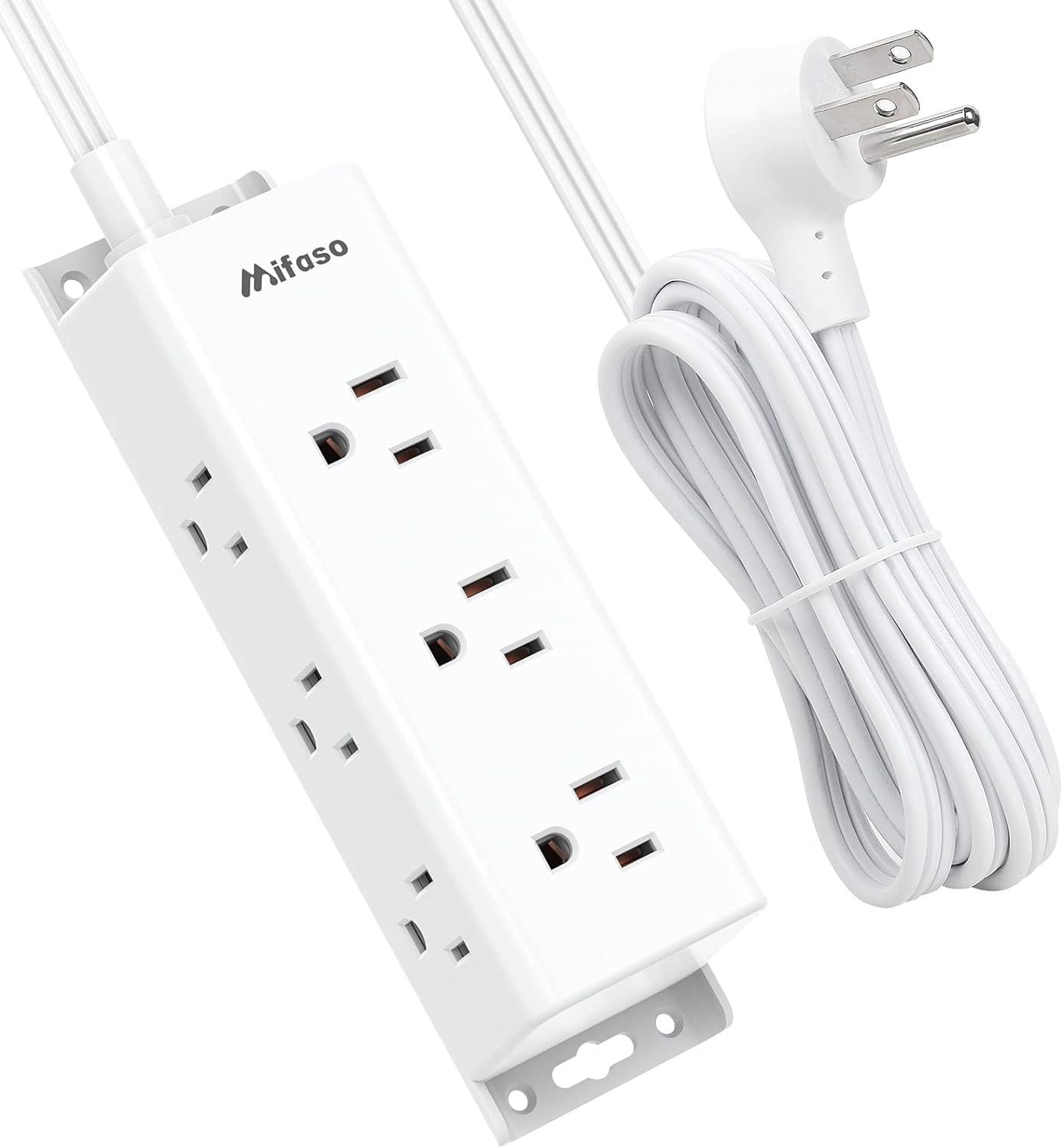 Surge Protector Power Strip - 9 Widely Spaced Multi Outlets, Wall 5 FT, White-image