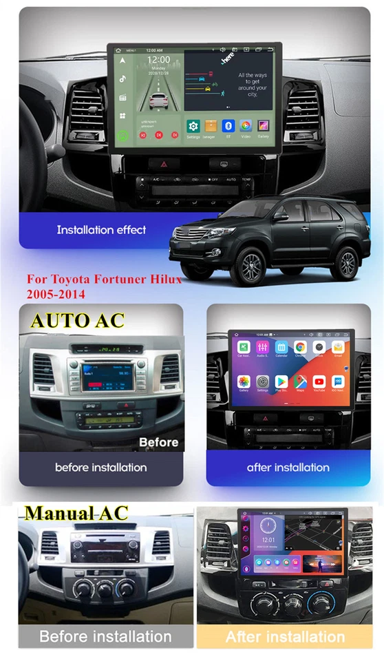 13.3" For 05-14 Toyota Hilux Carplay Android 12 Radio Stereo GPS Head Unit 4+64G - Image 4 of 4