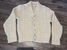 Vintage Richman Brothers Sweater Mens Large Chunky Cable Knit Cardigan 70s