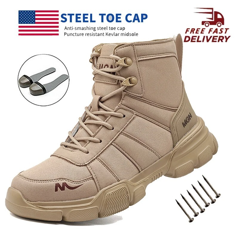 Men's Safety Steel Toe Work Boots Indestructible Water resistant Non-slip Shoes