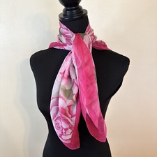 Womens Vintage Pink Roses Square Scarf Poly Neck Scarves Cottagecore