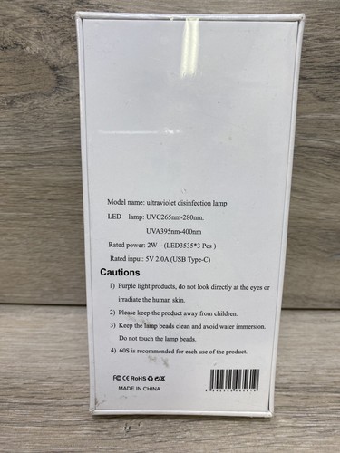 Portable UVC Sterilizing LED 2W Power Lamp New - Picture 2 of 2