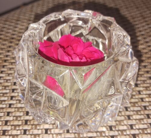 Lead Crystal Glass Rose Bowl Vtg - Picture 1 of 5