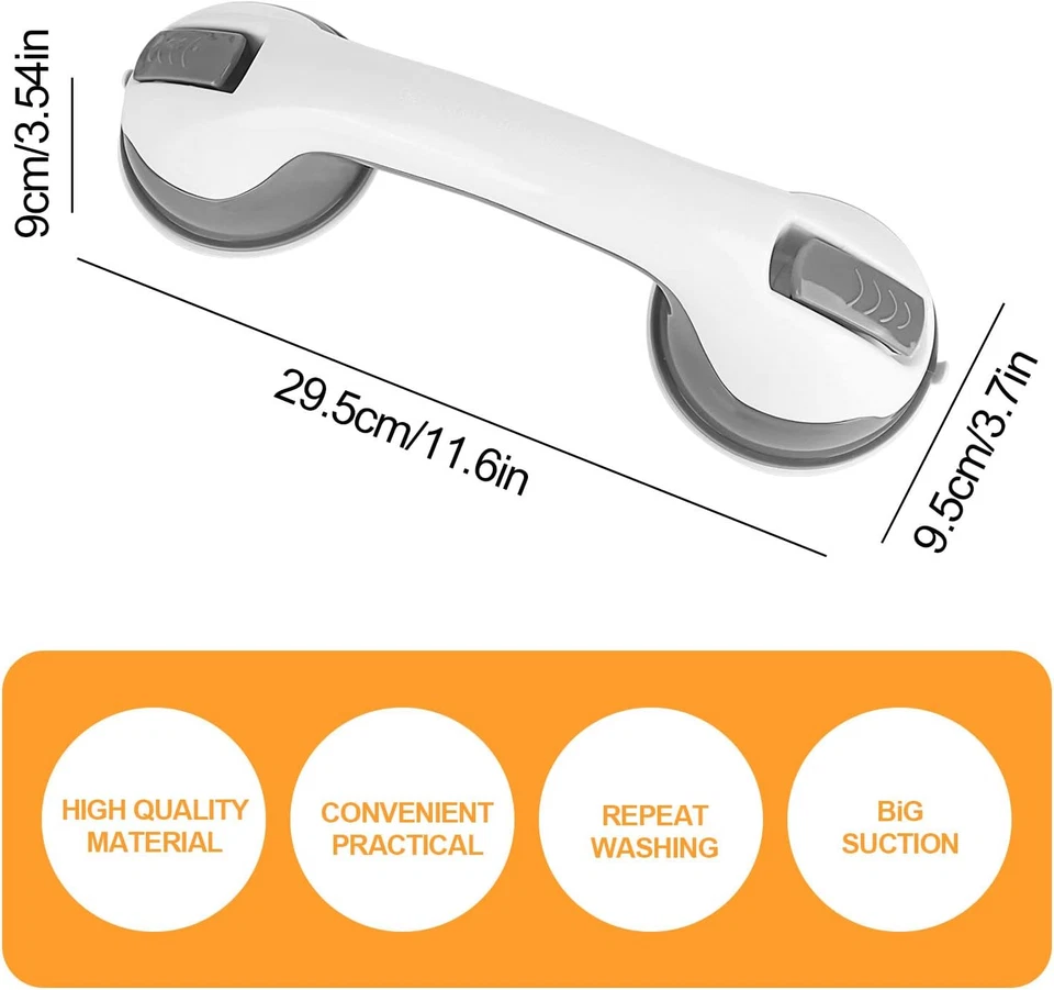 2pz Maniglia a Ventosa per Bagno/Doccia Antiscivolo Ausilio per Anziani Disabili - Immagine 2 di 4