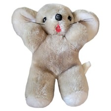 Vintage Walmart 7 Inch Grey Mouse With Whiskers Red Felt Tongue Made In Korea
