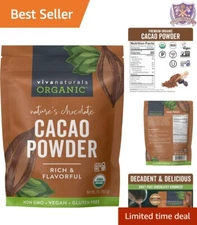 Pure Organic Unsweetened Cacao Powder - 2lb Dark Chocolate for Guilt-Free Treats