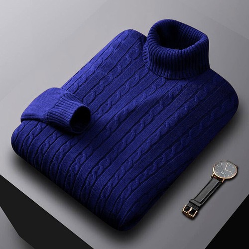 Men's Turtleneck Knitted Pullover Casual Winter Warm Thick Sweater Tops Knitwear - Picture 20 of 30
