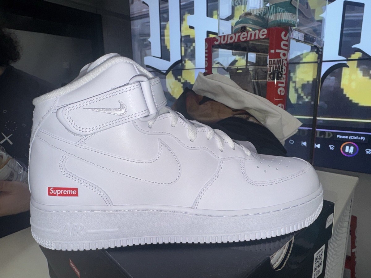 Supreme Nike Air Force 1 Mid White Men's US Size 10.5 - FZ8784 100