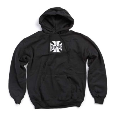 WEST COAST CHOPPERS HOODIE, MALTESE CROSS, BLACK AND WHITE WEST COAST CHOPPERS HOODIE, MALTESE CROSS, BLACK AND WHITE