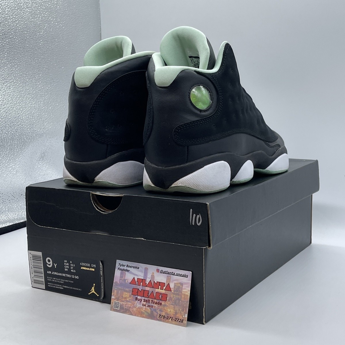 Size 9Y (GS) - Jordan 13 Retro Mid Mint Foam Black White (439358
