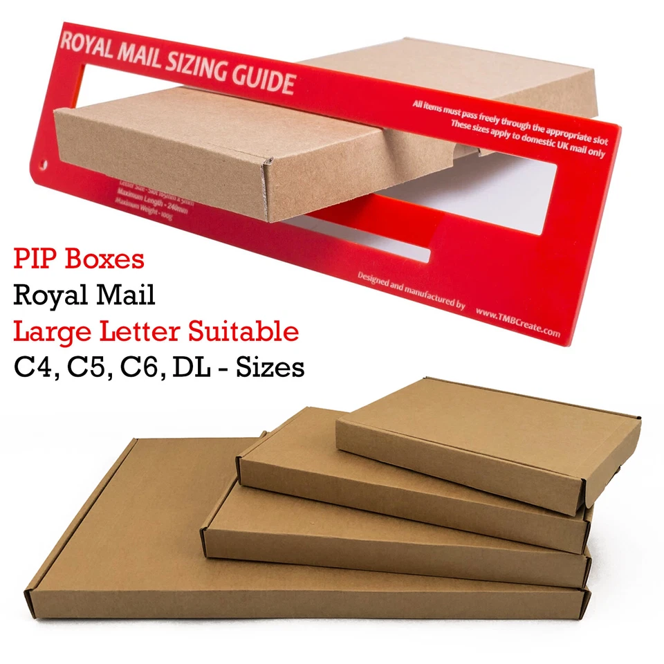 ROYAL MAIL PIP LARGE LETTER MAIL CARDBOARD POSTAL BOXES BROWN WHITE C4 C5 C6 DL