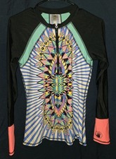 Body Glove Womens Long Sleeve Zip Top Size Med Sleek Rashguard Tropical Swim Zip