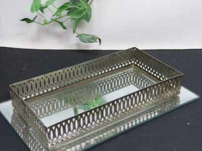 Vintage Art Deco Mirrored Jewelry Dresser Glass Vanity Tray Organizer