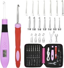 24 Size Counting Crochet Hooks with Light, Digital Counter Crochet Hooks Set