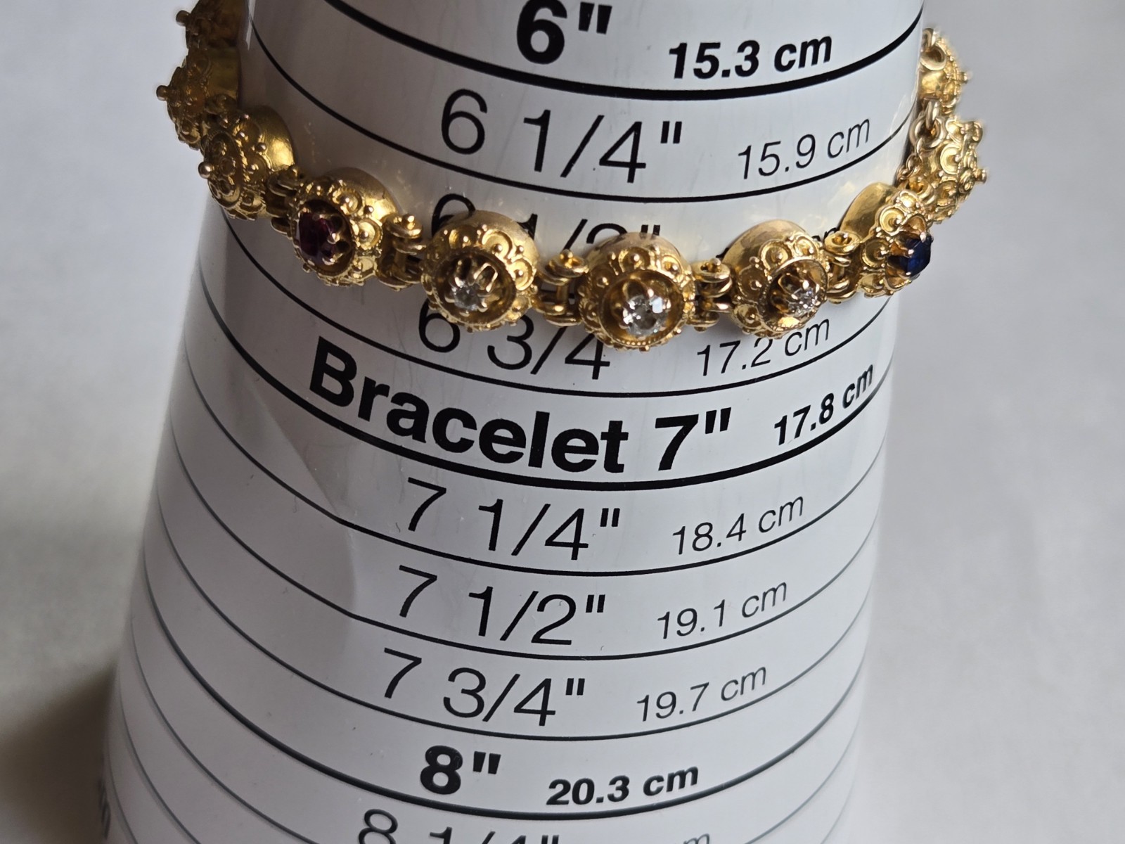 Vintage 14K Solid Gold Diamond Ruby Sapphire Butt… - image 18