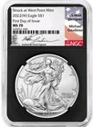 2022 (W) $1 American Silver Eagle NGC MS70 FDI Michael Gaudioso Flag Label