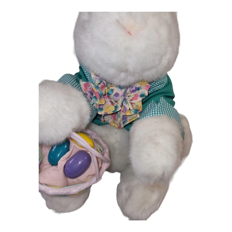Vintage Commonwealth Bunny Rabbit Peter Cottontail Plush Easter Basket 1995 12" - Image 4 of 4