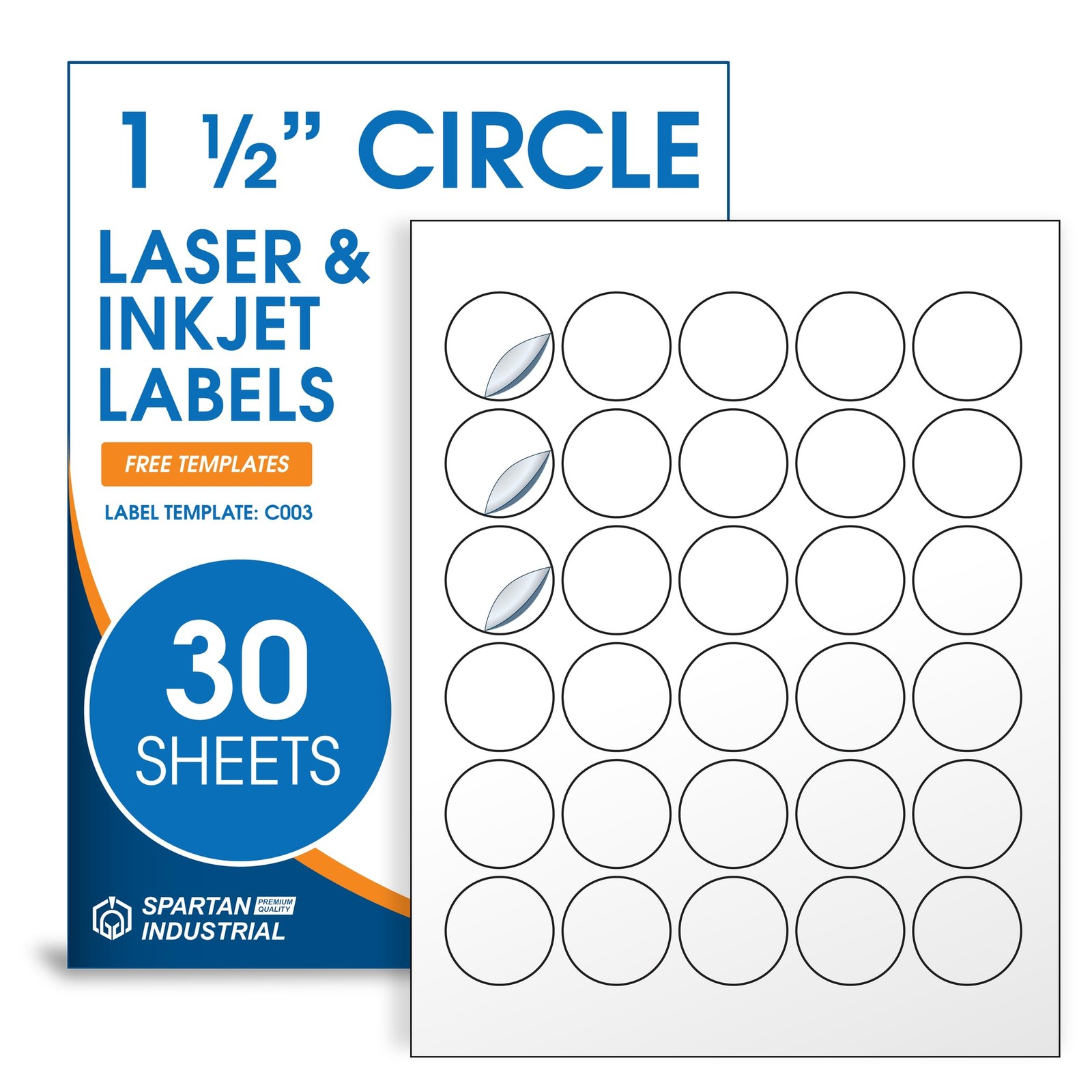 1.5" Printable Round Labels for Laser and Inkjet Printers Circle, White