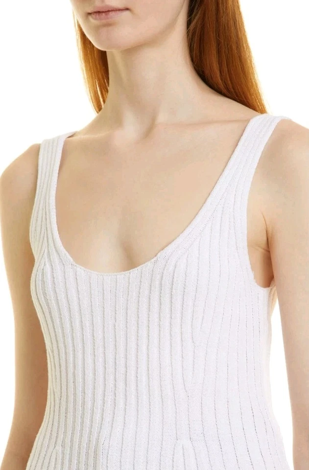 Camiseta sin mangas Vince de punto acanalado con lazo en la espalda óptica blanca talla M nueva con etiquetas Foto 3 de 4