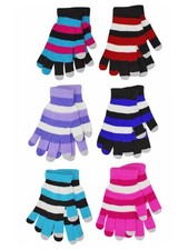 MULTICOLOR STRIPE STRETCHY 6 PACK WOMENS TEXTING GLOVES
