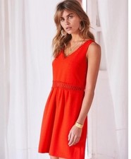 Sézane Daniela Coral Red Sleeveless Mini Dress Sz 38 US 6 Party Cocktail Wedding